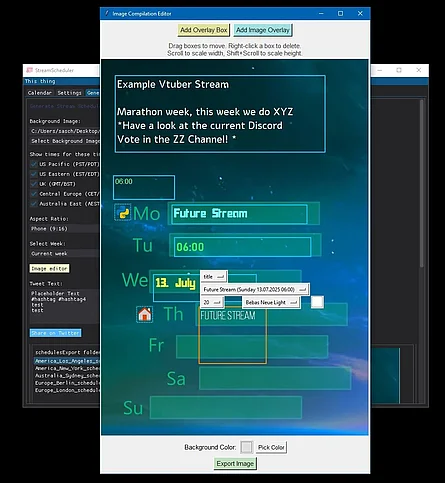 Image editor with overlay boxes