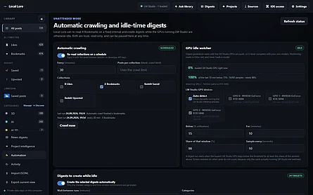 Automation: scheduled crawling and GPU idle watcher