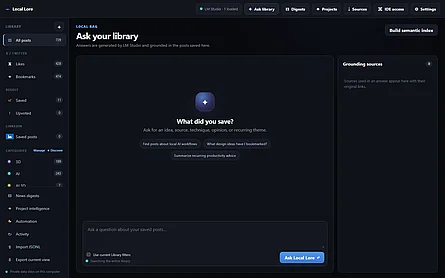 Ask: answers from your own saved posts, with sources