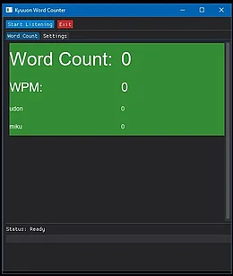 Main window: live word count