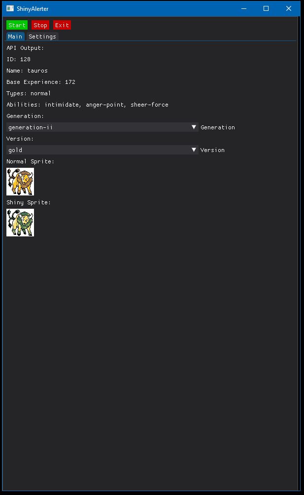 ShinyAlerter Main Tab